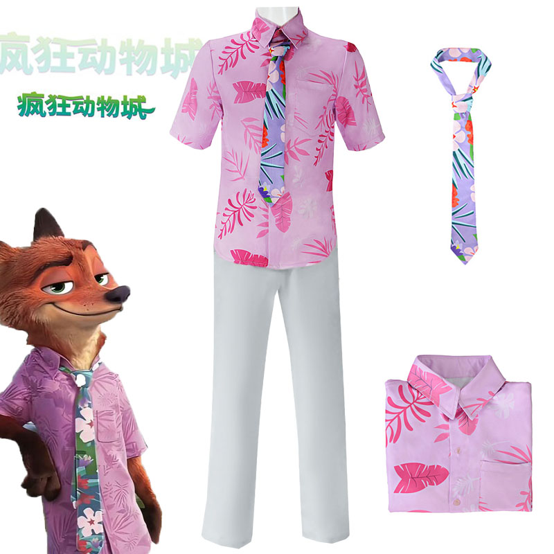疯狂动物城cos粉色狐狸尼克同款衬衫上衣cosplay服装成人儿童全套