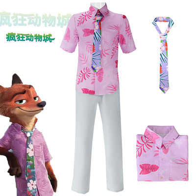 疯狂动物城cos粉色狐狸尼克同款衬衫上衣cosplay服装成人儿童全套