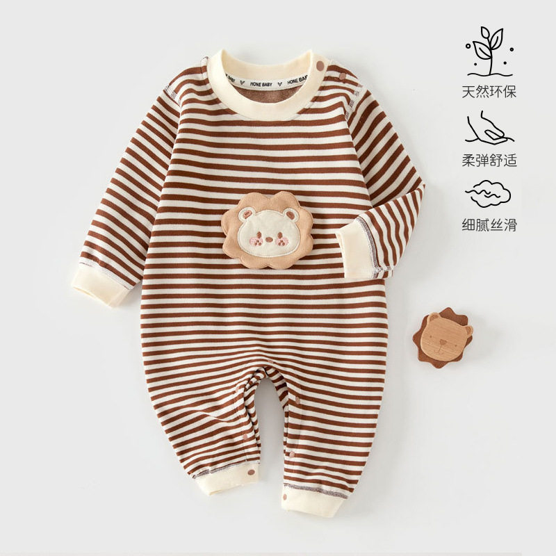 安阳婴童装婴儿连体四季款保暖德绒打底宝宝睡衣套头爬服无骨内搭