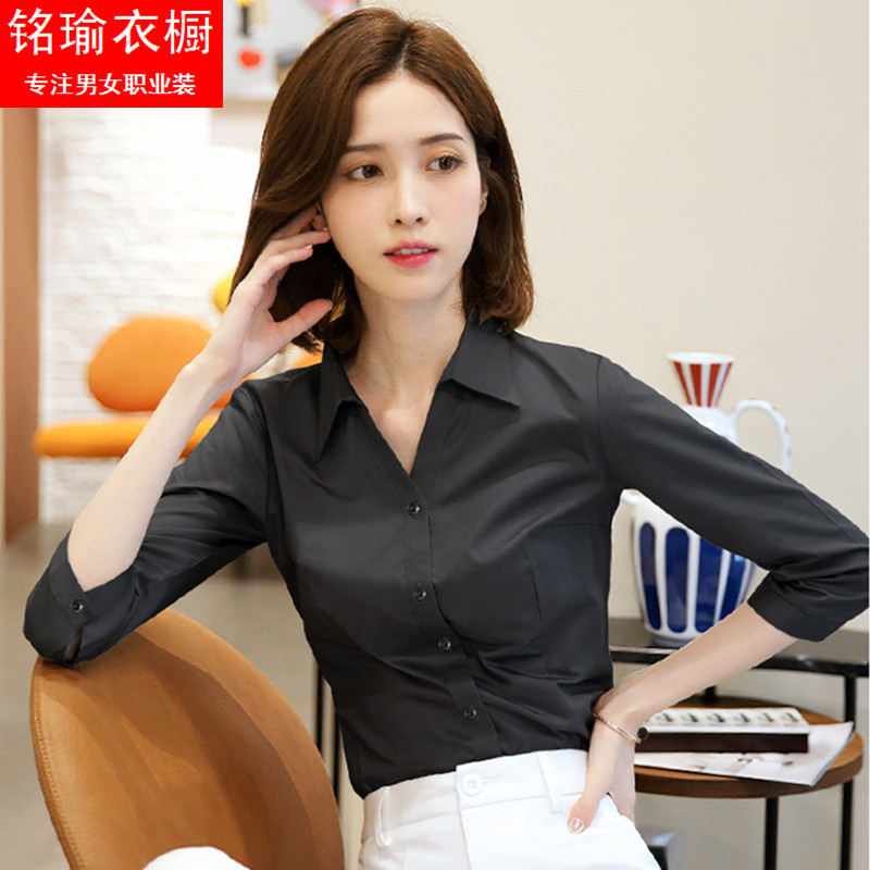 纯色白衬衫女职业工作服正装抗皱