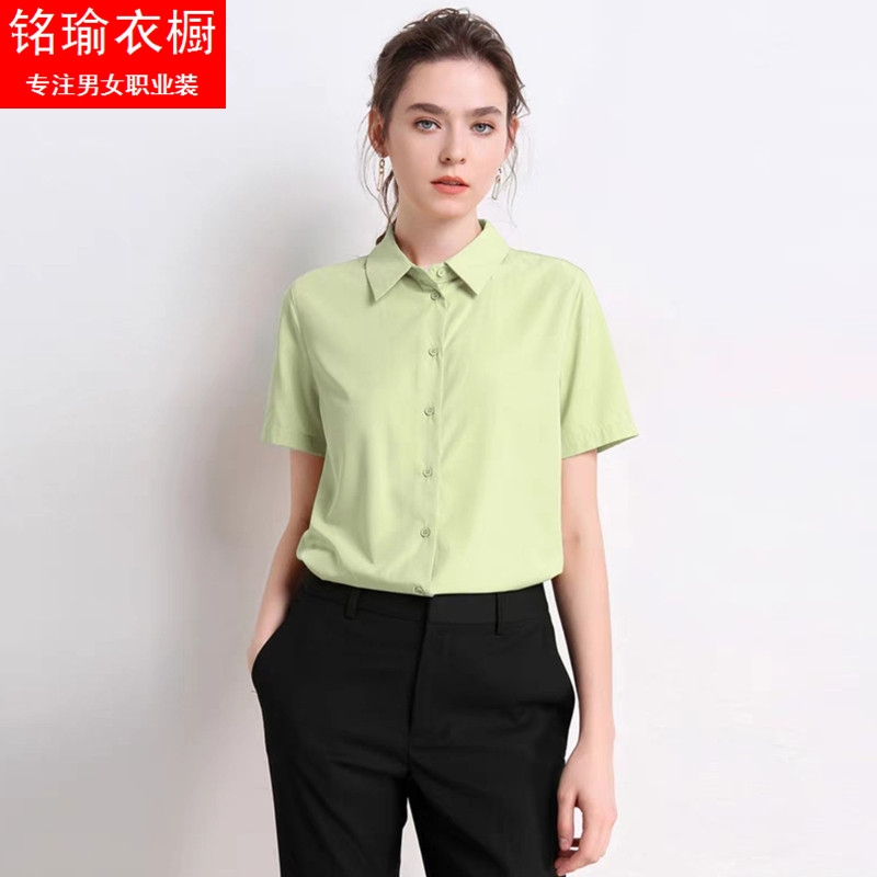 夏季凉感天丝衬衫女纯色时尚洋气