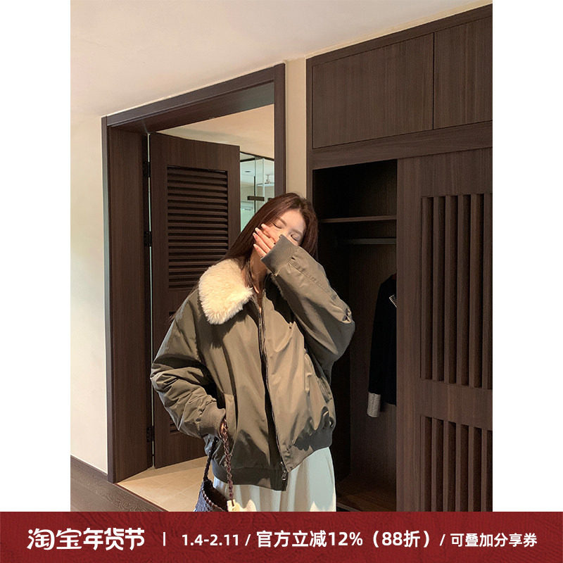 Cactishop挚爱毛领 复古毛毛翻领宽松韩系棉服女休闲短款加棉外套,女装/女士精品,棉衣/棉服,淘宝优惠券,粉丝福利购,淘宝优惠卷