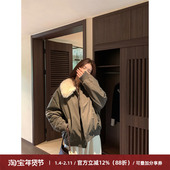 Cactishop挚爱毛领 复古毛毛翻领宽松韩系棉服女休闲短款 加棉外套