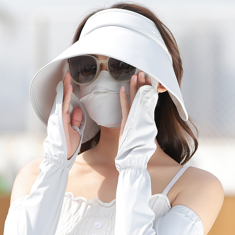 大檐可折叠防晒帽女防紫外线夏季空顶遮阳帽大帽沿帽子口罩一体