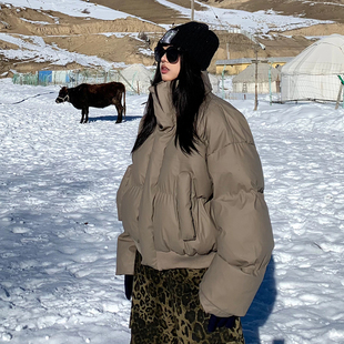 小个子2025短款PU皮棉服女外套宽松冬季面包新款保暖加厚棉衣棉袄