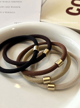 敲好用的打底发圈~韩国基础黑色马尾皮筋 咖啡色扎发头绳高弹力