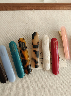 2个包邮 韩国发饰气质金标一字鸭嘴发夹醋酸刘海侧边碎发卡子法式