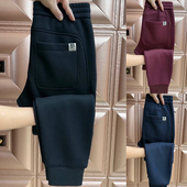 男士 2024冬季 加绒加厚运动束脚卫裤 休闲裤 潮流松紧腰小脚哈伦裤 子