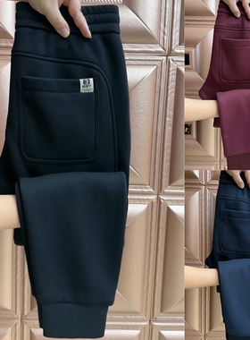 休闲裤男士2024冬季加绒加厚运动束脚卫裤潮流松紧腰小脚哈伦裤子