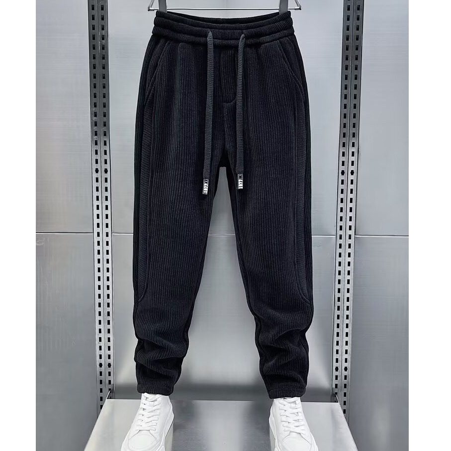 灯芯绒裤子男春秋季2024新款休闲裤冬季男士小脚条绒卫裤运动长裤