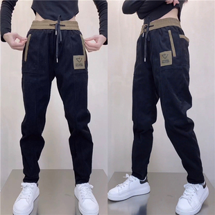 加绒加厚新款 炸街卫裤 小脚休闲裤 潮牌灯芯条绒运动裤 男 男士 秋冬季