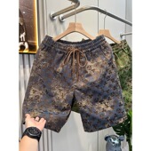 时尚 潮流沙滩五分裤 提花休闲运动短裤 男士 男外穿2025夏季 潮牌新款