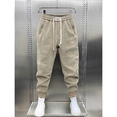 新款灯芯绒加绒加厚休闲卫裤