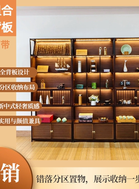【产品实拍】九宫格博古架组合灯带多层直播展示柜置物柜隔断柜