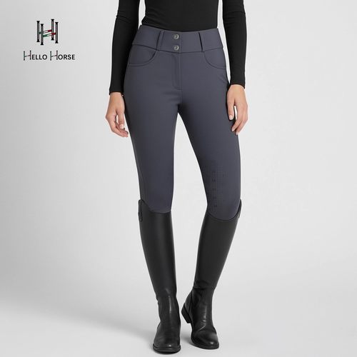 Hello Horse秋冬加绒马裤骑士半胶马术裤保暖舒适长裤灰女款马裤