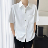 轻熟风~七色可选~2025夏季新款冰丝做旧中袖衬衫Q1075/P38，商品下架区，电商B331