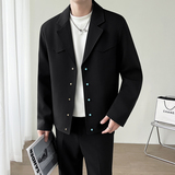 模特图~2026春季绿松石扣设计垫肩休闲夹克外套K8818/P98，男装夹克，电商B331