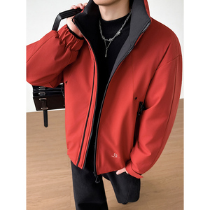 模特图~新标90白鸭绒冬季冲锋衣立领拼色羽绒服外套 E100/P268图片