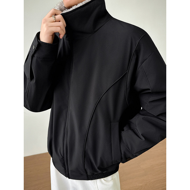 模特图~新标90白鸭绒美式毛领拼接羽绒服外套E106/P238,男装羽绒服,电商B331