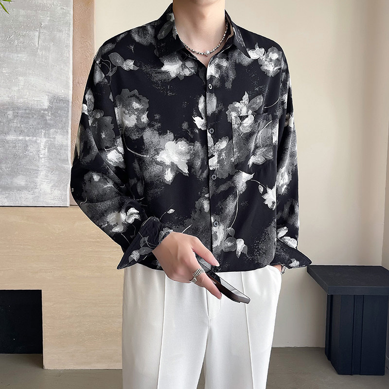 模特图~秋季满印长袖衬衫CS617/P40,男装衬衫,电商B331