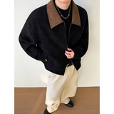 模特图~小香风拼皮双开拉链春季夹克外套YJ6009/P115，男装夹克，电商B331