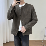 模特图~春季高品质圆领重磅明线设计夹克外套K8808/P105，男装夹克，电商B331