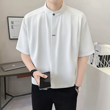 店主风~2025夏季新品暗扣冰丝中袖衬衫Q1038/P45，商品下架区，电商B331