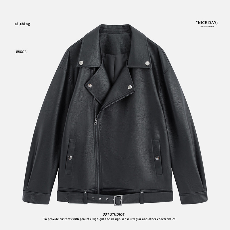 模特图~春季新款斜拉链pu皮夹克机车服外套K8820/P128,男装夹克,电商B331