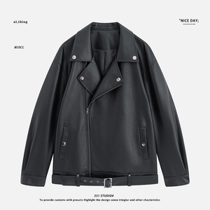 模特图~春季新款斜拉链pu皮夹克机车服外套 K8820/P128图片