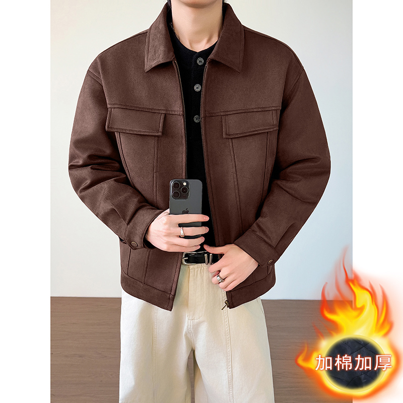 模特图~冬季抖音直播加棉加厚绒面夹克外套棉衣E082/P138，男装夹克，电商B331