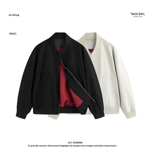 模特图~春季阔版简约棒球服夹克外套 YJ6018/P98图片