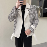 模特图~秋季小香风拼接机车服夹克外套K530/P125，男装夹克，电商B331