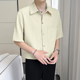 轻熟风~七色可选~2025夏季新款冰丝做旧中袖衬衫Q1075/P38，商品下架区，电商B331