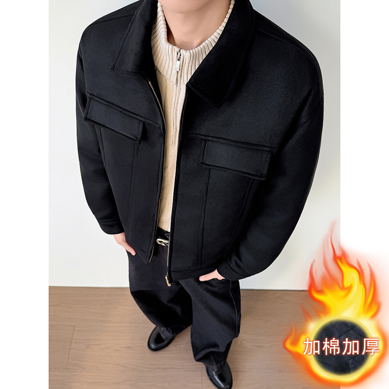 模特图~抖音直播加棉加厚绒面夹克外套棉衣E082/P138，男装夹克，电商B331