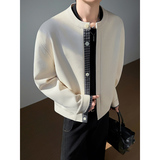 模特图~春季重磅华夫格圆领拼色夹克外套YJ6014/P105，男装夹克，电商B331