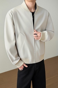 模特图~春季阔版简约棒球服夹克外套 YJ6018/P98图片