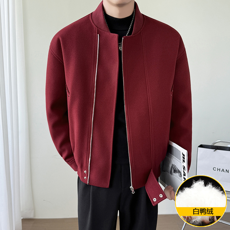 模特图~广检新标90白鸭绒冬季美式毛呢休闲羽绒服E061/P188，男装羽绒服，电商B331