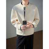 模特图~春季重磅华夫格圆领拼色夹克外套YJ6014/P105，男装夹克，电商B331