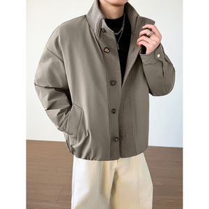 模特图~新标90白鸭绒冬季拼料立领美式羽绒服外套 E125/P278图片