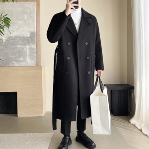 模特图~秋冬加棉加厚过膝长款宽松毛呢外套风衣 FY941/P78图片