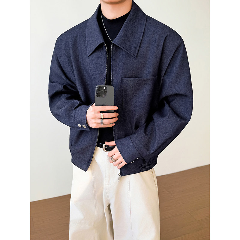 模特图~春季仿牛仔垫肩活页设计阔版夹克外套YJ6020/P115，男装夹克，电商B331