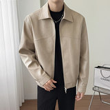 模特图~2026春季品质亮面提花皮衣夹克外套K8802/P118，男装夹克，电商B331