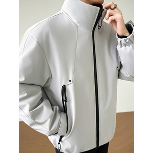 模特图~新标90白鸭绒冬季冲锋衣立领拼色羽绒服外套 E100/P268图片