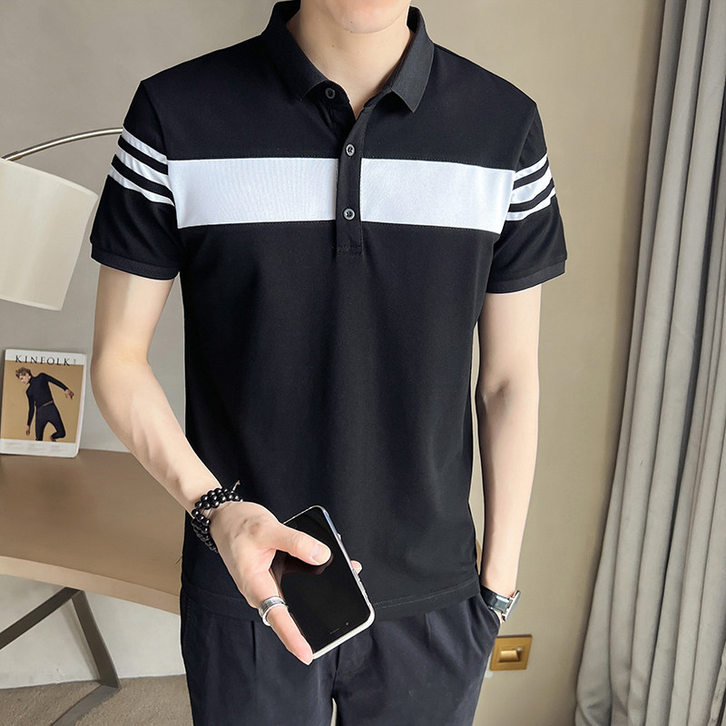 店主风~2023夏季新款拼色冰丝POLO衫V5006/P50,男装Polo衫,电商B331