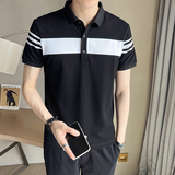 店主风~2023夏季新款拼色冰丝POLO衫V5006/P50，男装Polo衫，电商B331