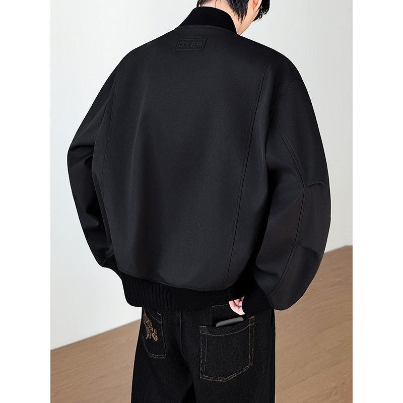 模特图~春季阔版简约棒球服夹克外套YJ6018/P98,男装夹克,电商B331