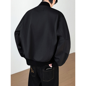模特图~春季阔版简约棒球服夹克外套 YJ6018/P98图片