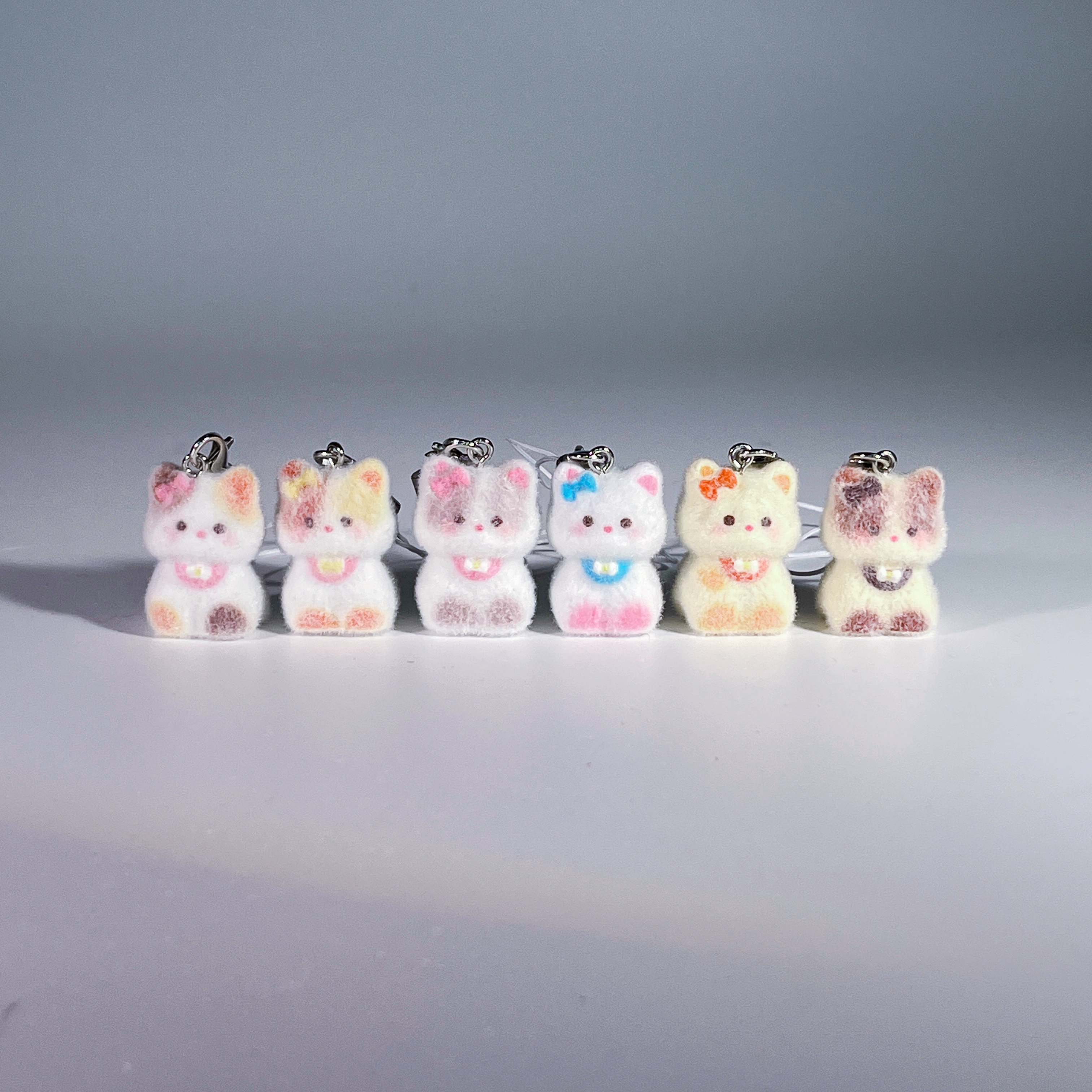 可爱立体植绒小猫手机挂件钥匙扣毛绒挂饰卡通玩偶小猫咪包包挂饰