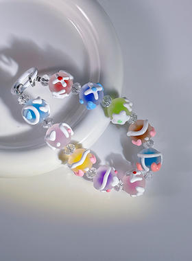 多巴胺手机链彩色手绘珠手机挂链挂绳潮玩手腕饰品串珠配件挂饰