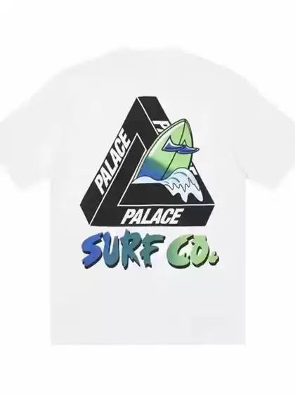 Palace Wang Yibo Surfboard Triangle Letter Logo Unisex Loose Casual Short-Sleeve T-Shirt Summer Trend